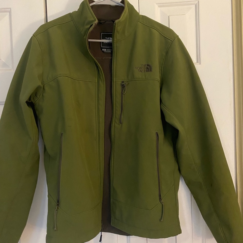 North Face mens jacket fleece lining water resistant small green